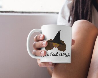 Halloween Mug Black Witch Black Girl Magic Coffee Mug African American Hoodoo Afrocentric Black Owned Shops