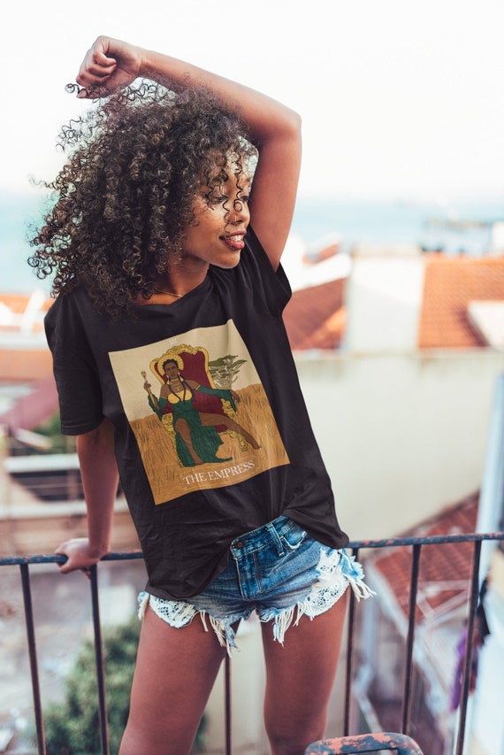 Black Queen Tarot Card Shirt The Empress Black Owned Shops African American Melanin Womens Tshirt