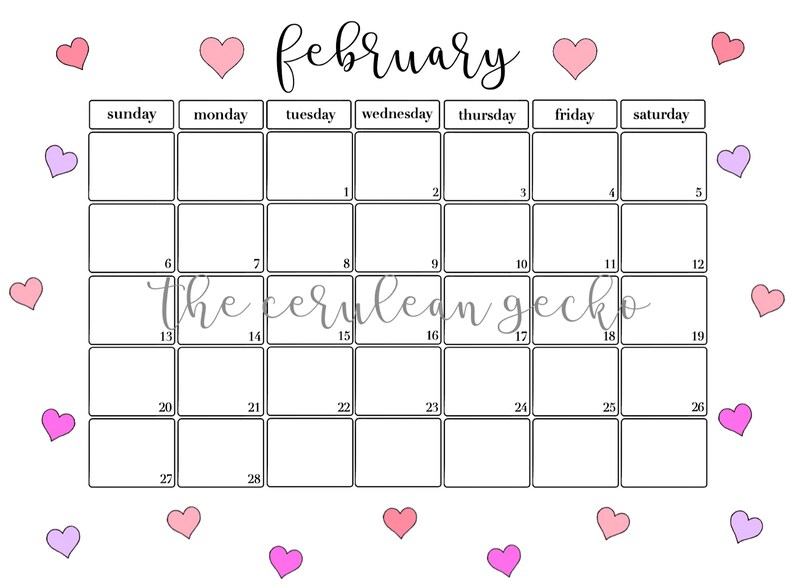 printable february 2022 calendar etsy