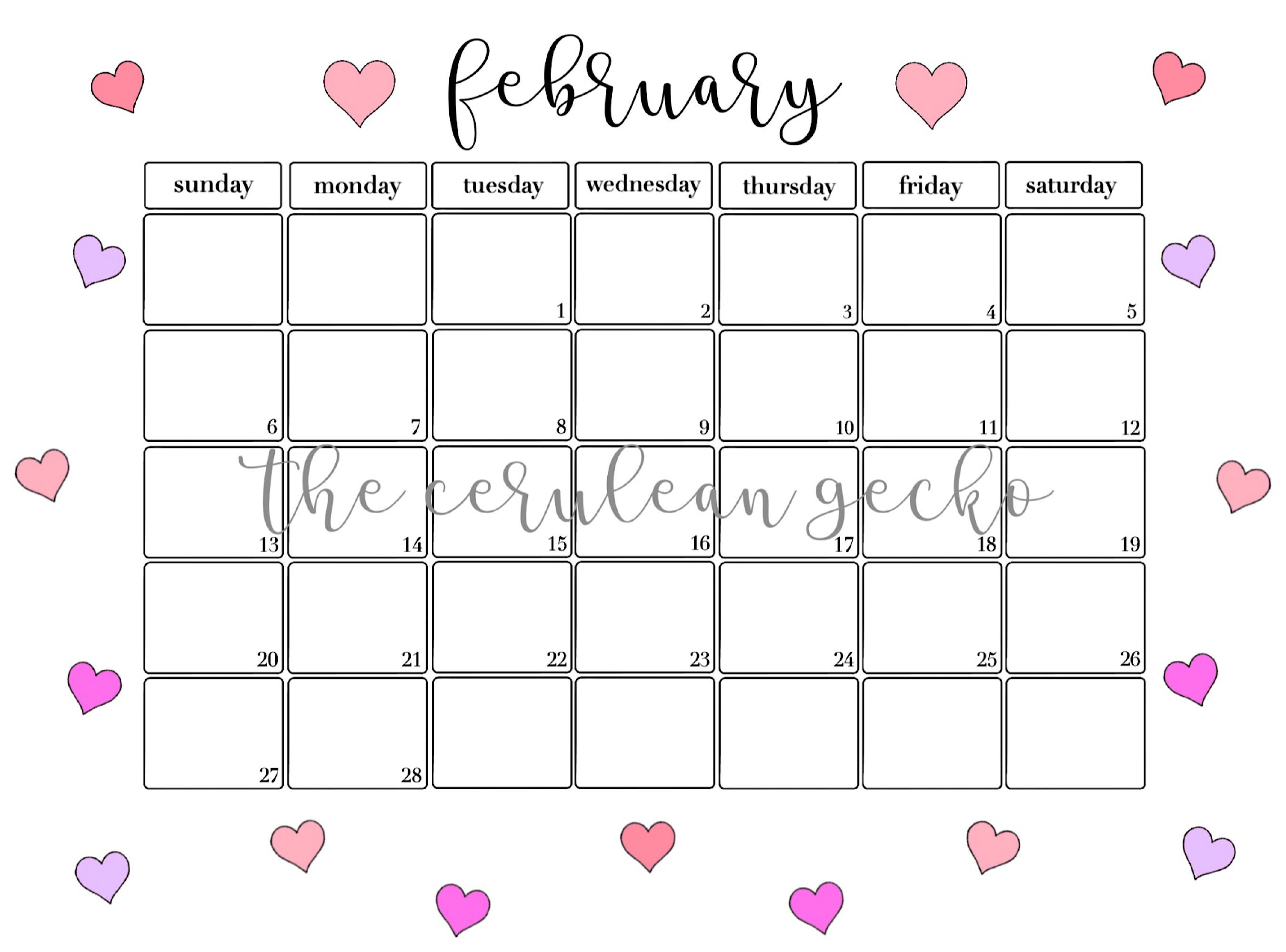 printable february 2022 calendar etsy