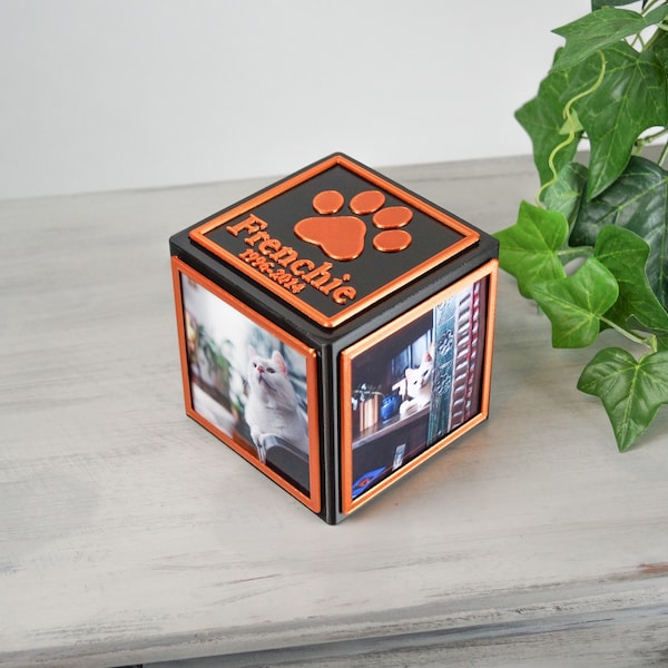 Personalized Pet Urn, Dog Urn, Cat Urn, Memorial, Cremation Pet Urn, Photo Cube (up to 20lb)