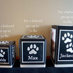 Personalized Pet Urn, Custom Pawprint Urn, Dog Urn, Cat Urn, Memorial, Cremation Urn, Photo, Custom with Name image 4