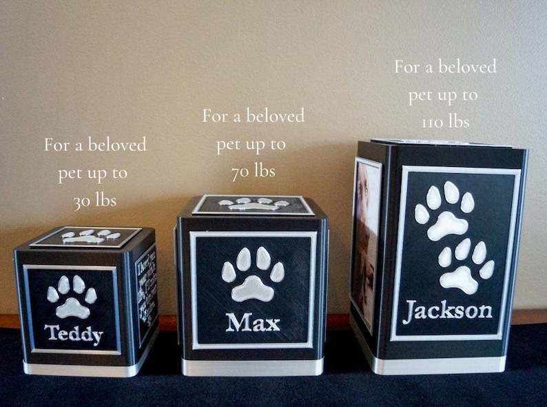 Personalized Pet Urn, Custom Pawprint Urn, Dog Urn, Cat Urn, Memorial, Cremation Urn, Photo, Custom with Name image 4