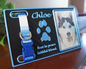 Pet Collar Memorial Frame, Photo Frame, Custom Paw, Dog Loss Gift, Custom Quote, Bereavement Gifts, Standing Frame