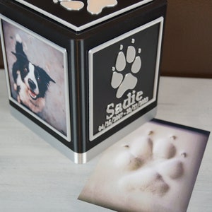 Personalized Pet Urn, Custom Pawprint Urn, Dog Urn, Cat Urn, Memorial, Cremation Urn, Photo, Custom with Name image 2