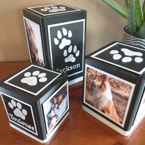 Personalized Pet Urn, Custom Pawprint Urn, Dog Urn, Cat Urn, Memorial, Cremation Urn, Photo, Custom with Name image 3