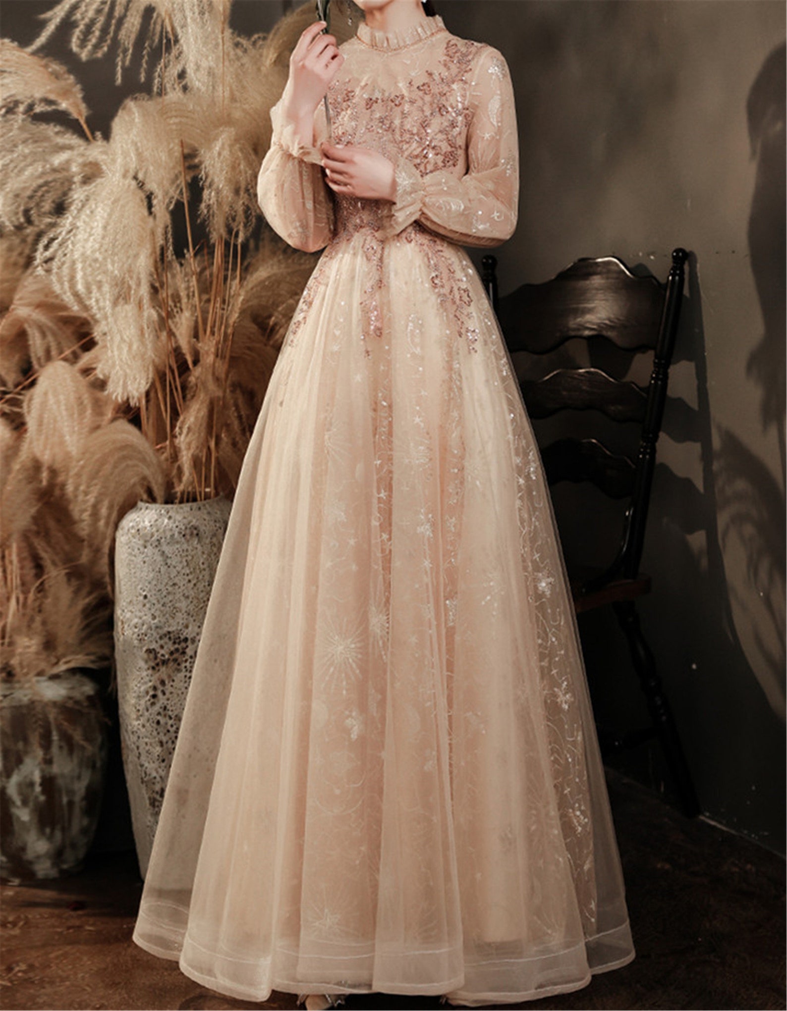 High Neck Prom Dress Elegant Young Girls Formal Event Dress Etsy