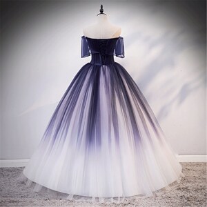 The Gradient of Navy Quinceanera Dress Puffy Prom Dress 3D - Etsy