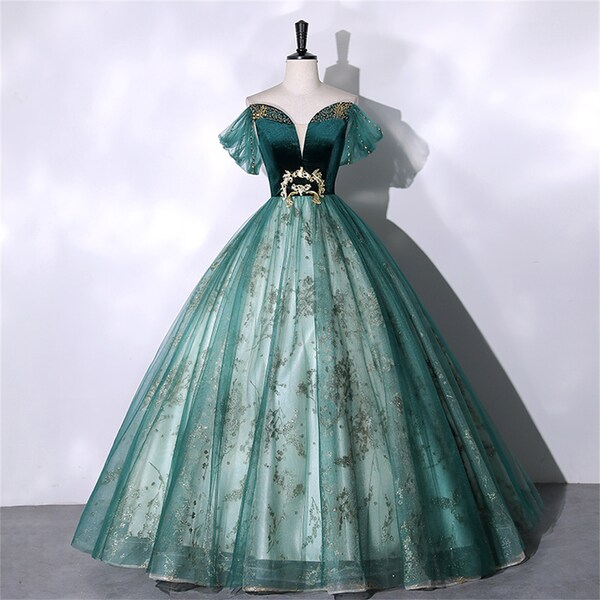 womens velvet green dress