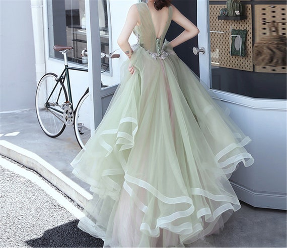 Pale Green Prom Dress Elegant Young Girls Formal Event Dress - Etsy  Singapore