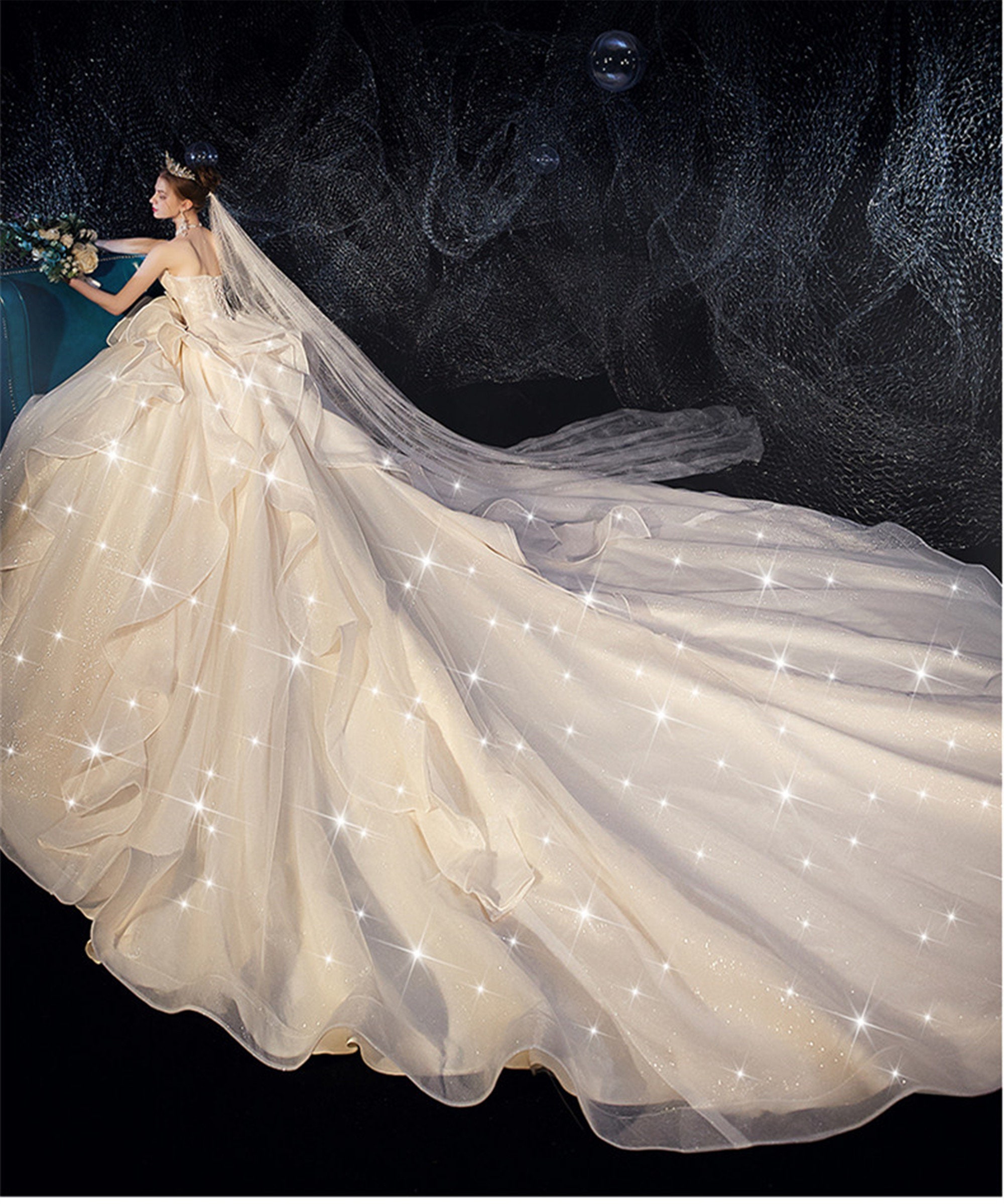 Cathedral Train Dress for Wedding Ruffle Bridal Dress Etsy