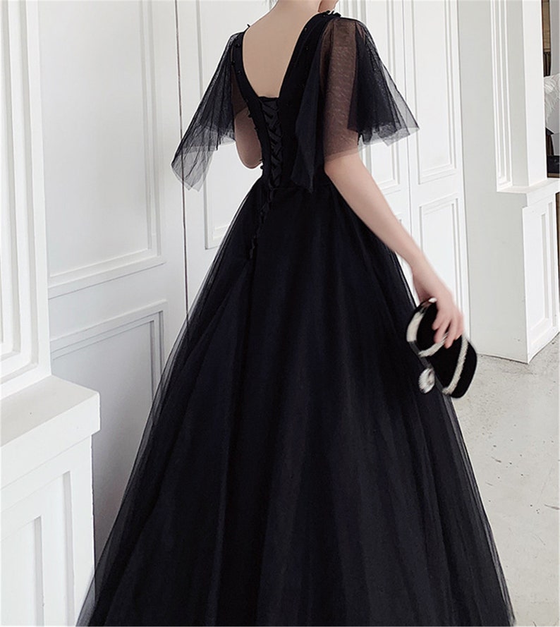Black Prom Dress V Neck Bridesmaid Dress Dreamy A-line - Etsy