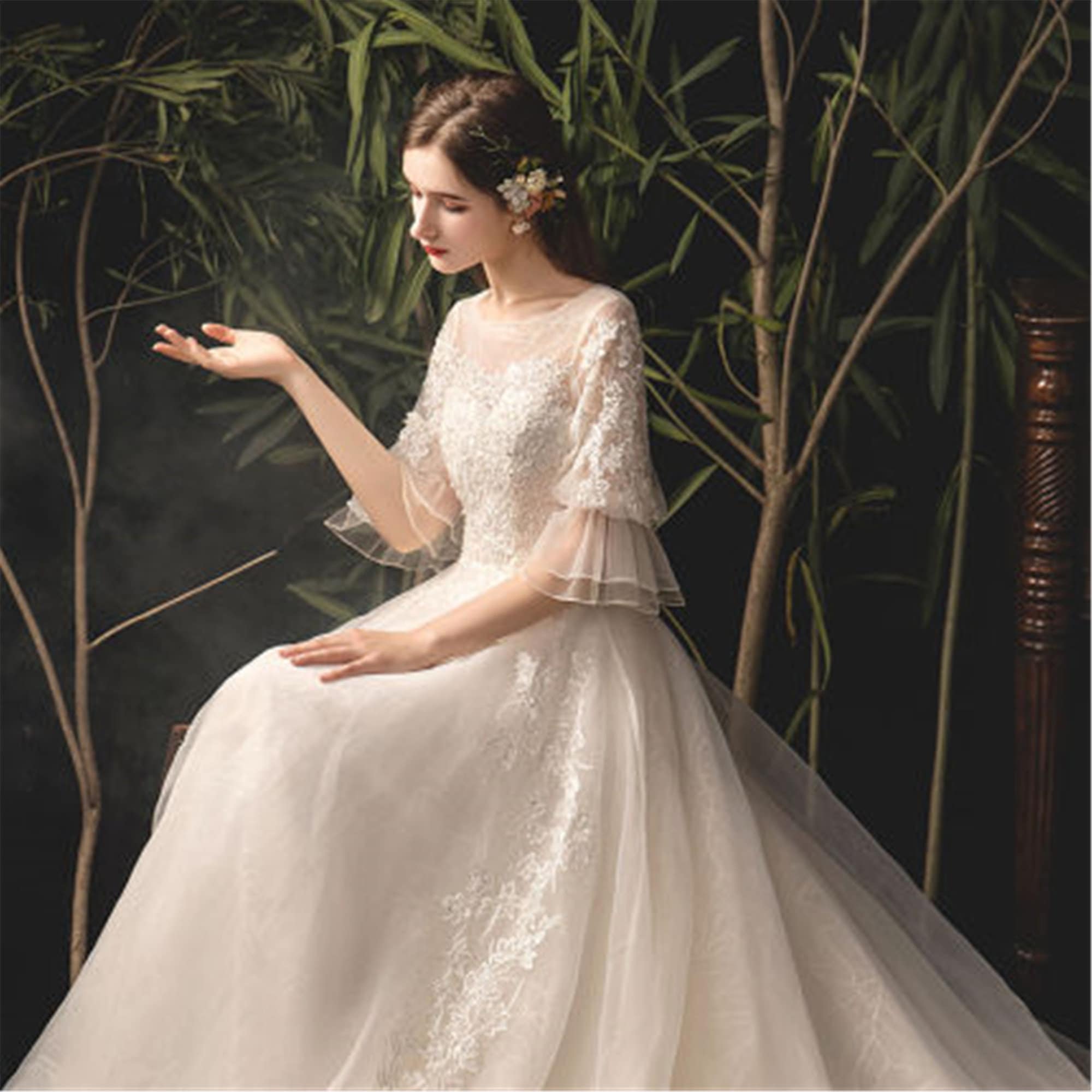 Fashion Half Bishop Wedding Dress Elegant Tulle Bridal Dress - Etsy