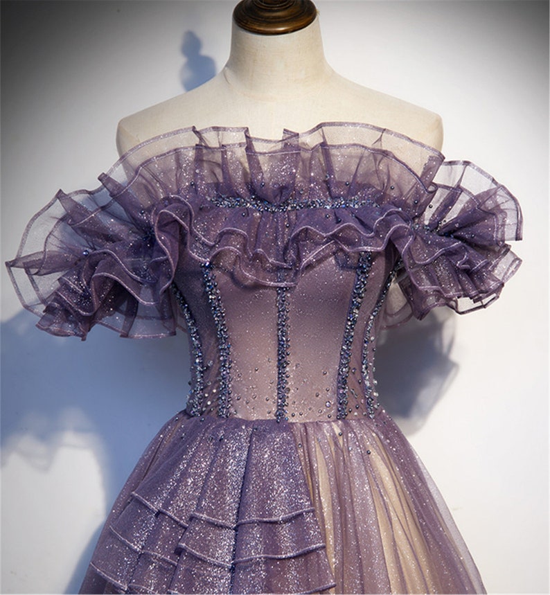 Purple Quinceanera Dress Glitter Eveing Dress Corset Wedding - Etsy