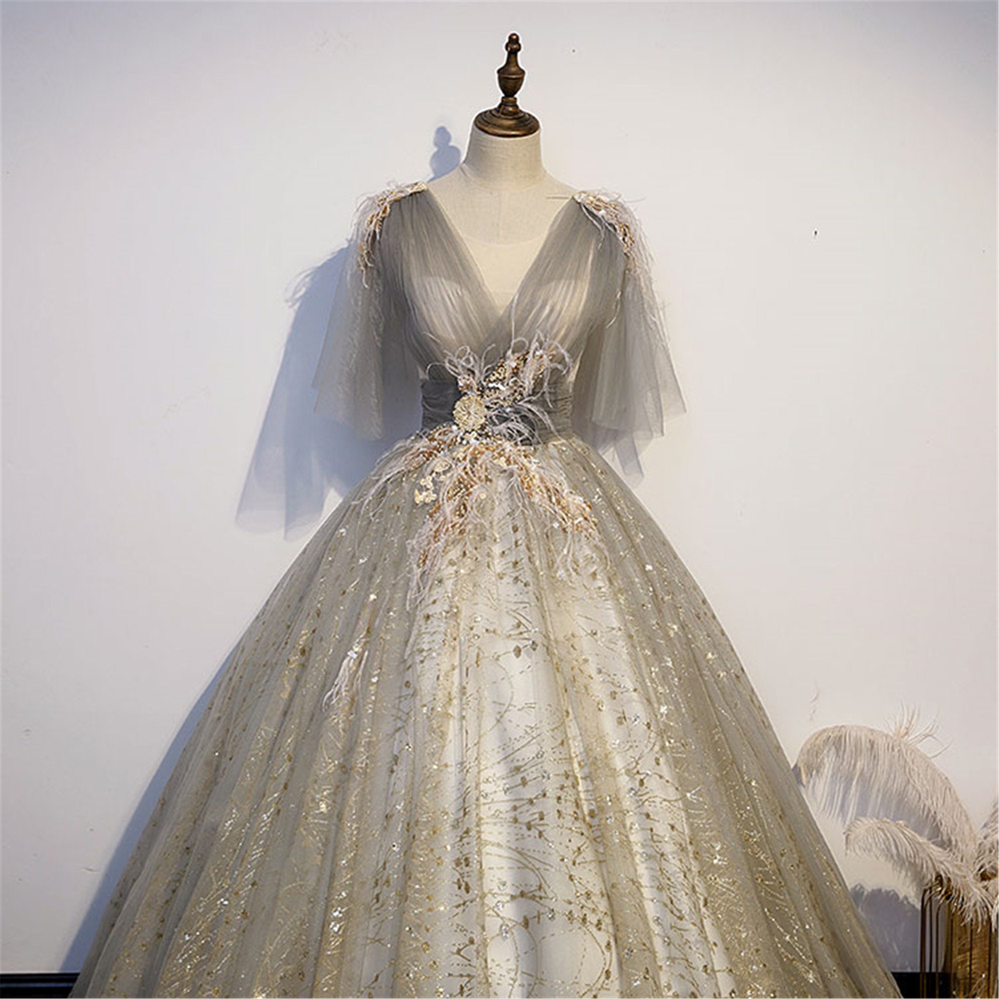 Gray Glitter Quinceanera Dress Fashion Puffy Prom Dress | Etsy