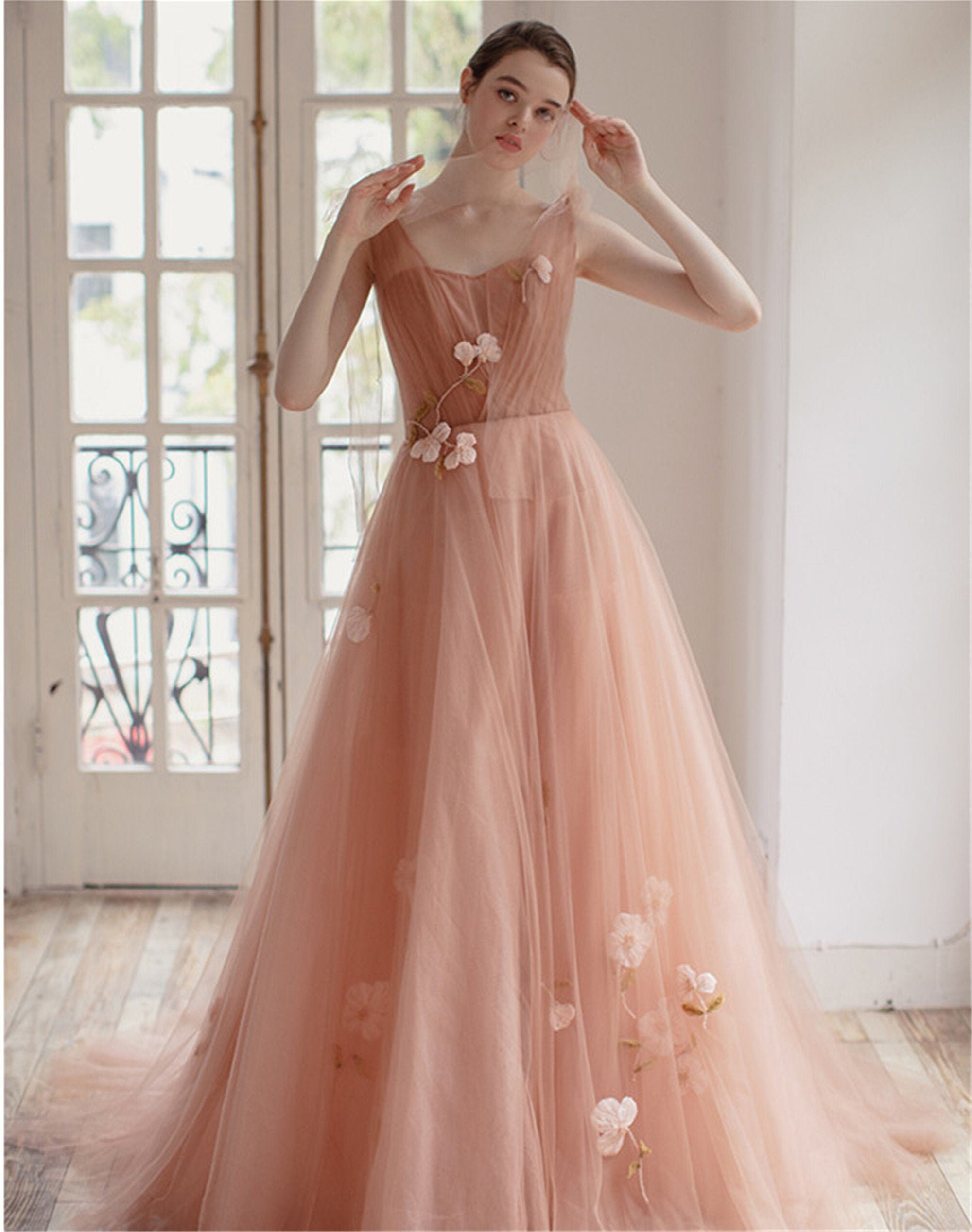 Nude Pink Wedding Dress Flower 