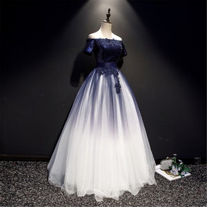 Dark Blue Quinceanera Dress Off-the-shoulder Prom Dress - Etsy