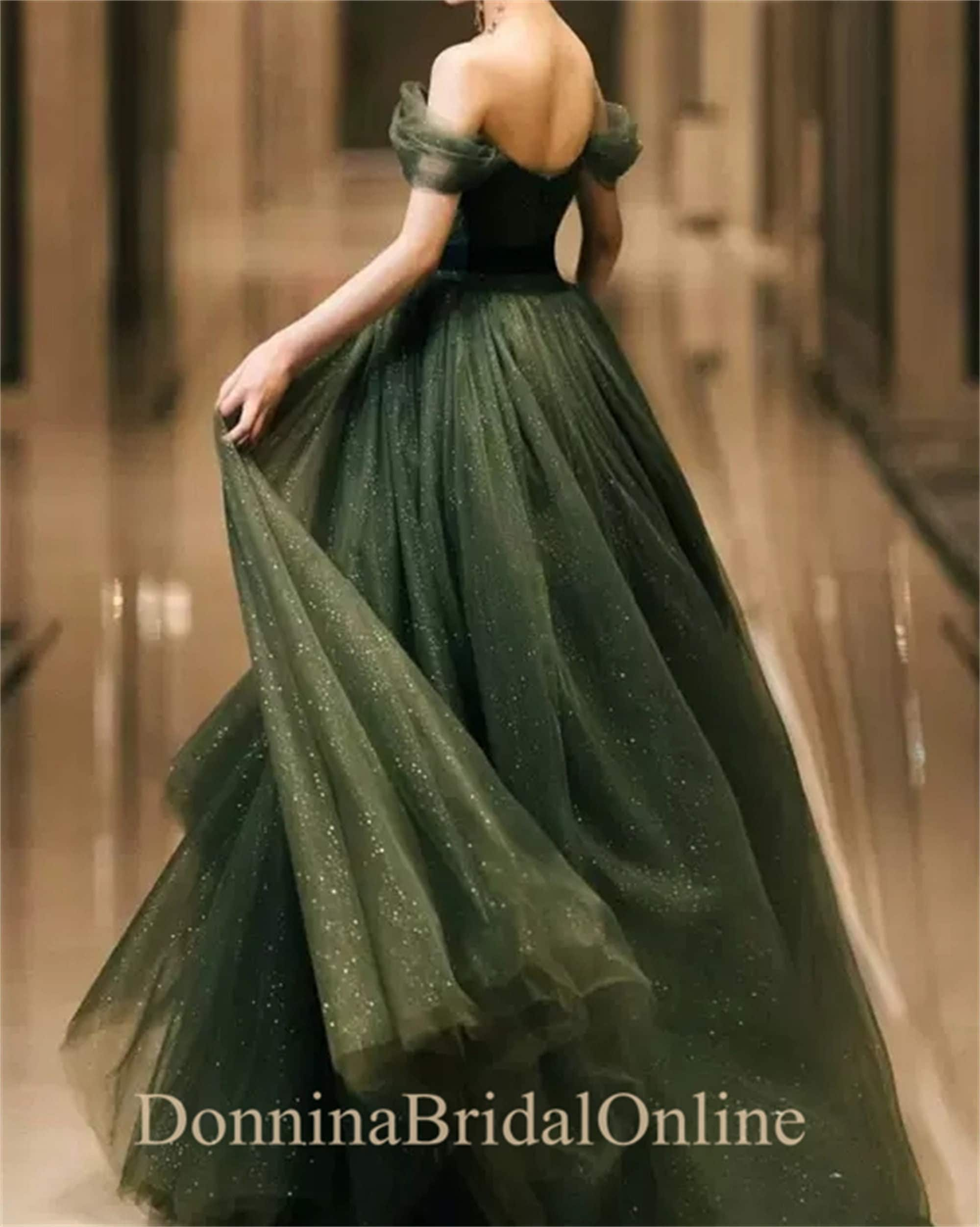 Dark Green Dress - Etsy