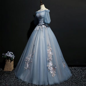 Blue Quinceanera Dress Short Bishop Bridal Dress Corset - Etsy