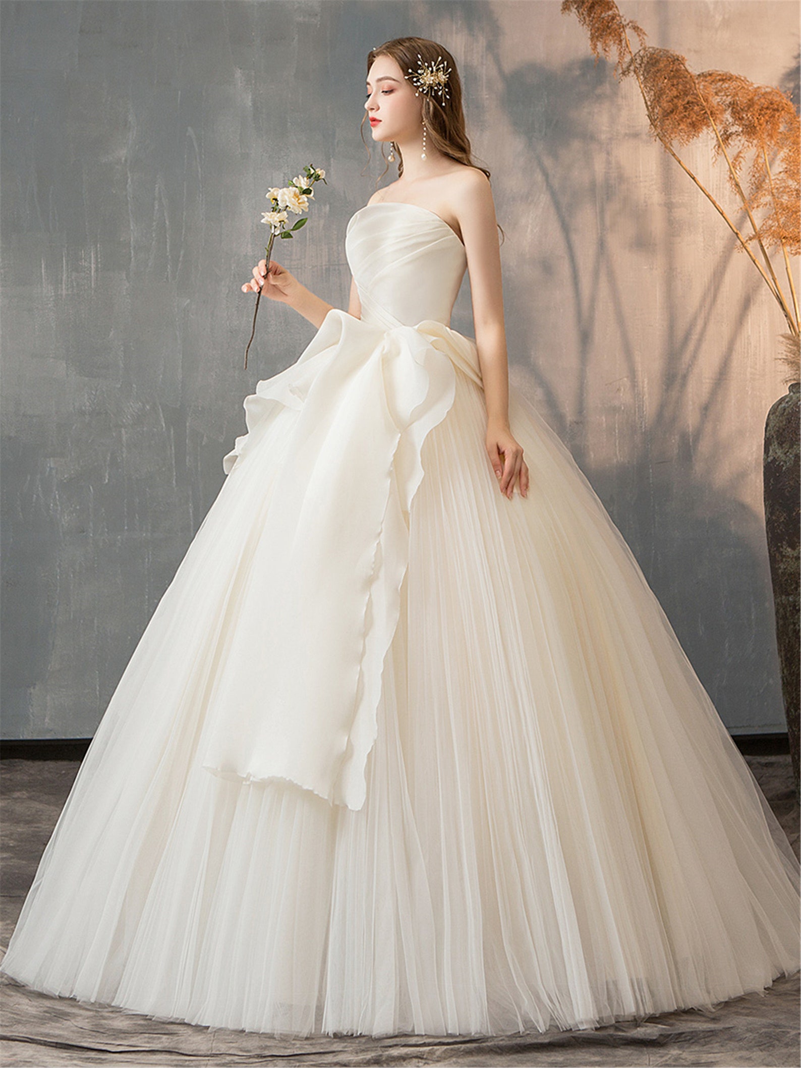 Soft Tulle Wedding Dress Ivory Bridal Dress Lace Up Bace | Etsy