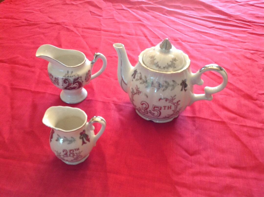 Lefton 25th Anniversary Musical Tea Pot With Creamer and Sugar - Etsy