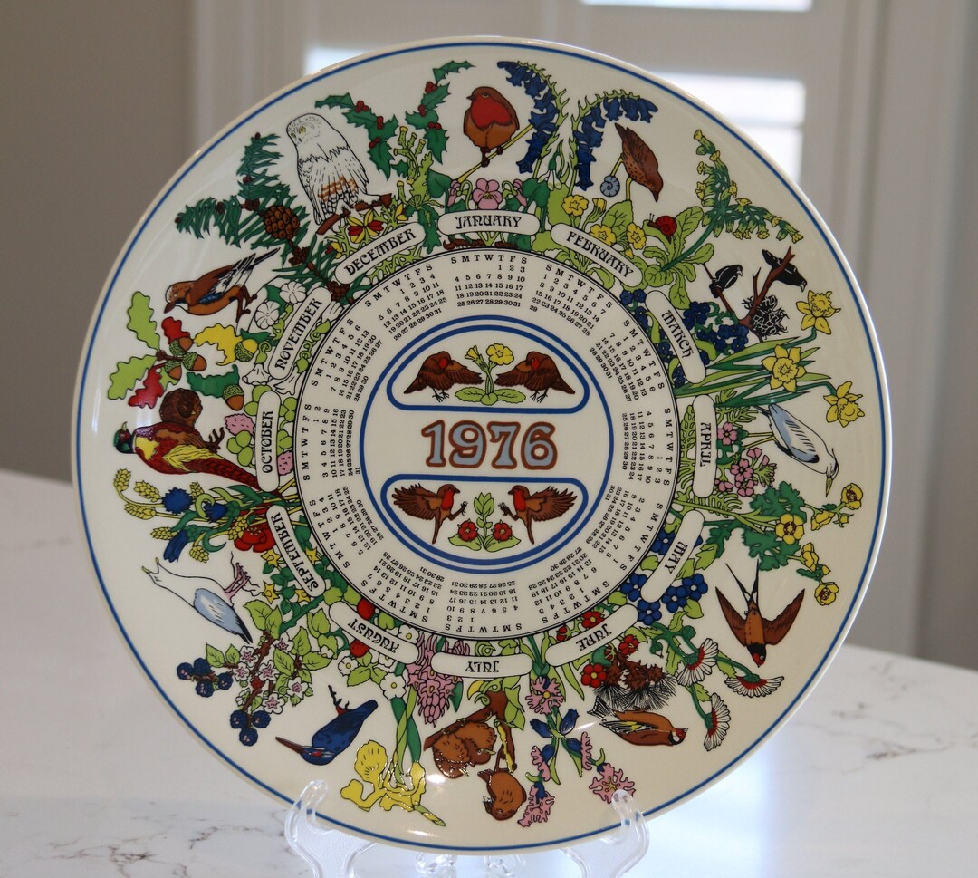Vintage Wedgwood Calendar Plate '1976' 'robin' Sixth Series Birthday