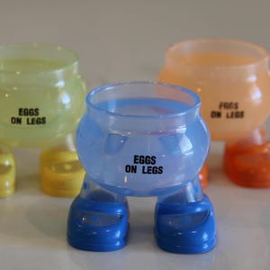 Vintage &#39;Eggs on Legs&#39; Egg Cups - 1980s Funky Kitchen Decor - Set of Three