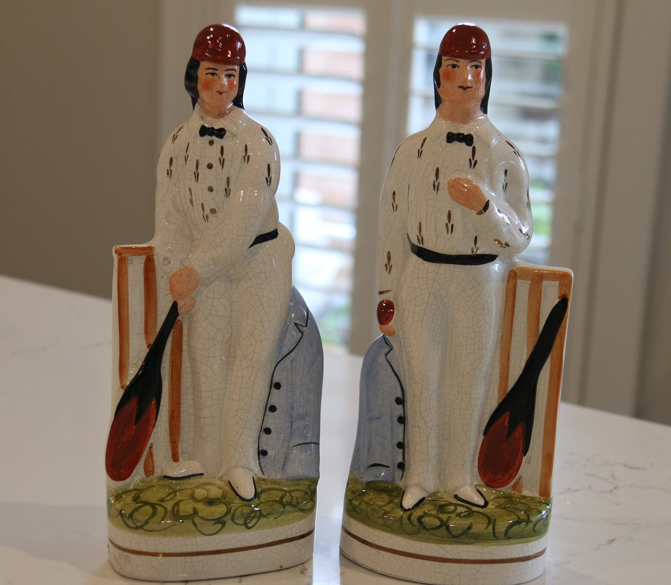 Vintage Rushton Ceramics Cricketers: Hand-painted Staffordshire