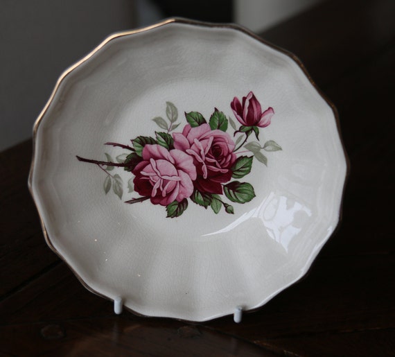 Vintage Sandland Ware Pink Rose Scalloped Trinket… - image 4