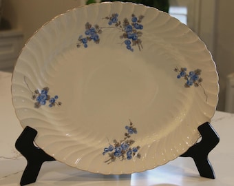 Vintage Burleigh Ware Blue Blossom Serving Platter: 1940s Oval Dish