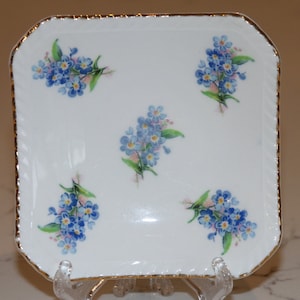 Vintage Adderley Bone China Trinket Dish: Violets, Gold Trim