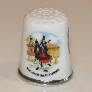 ヴィンテージ スペイン ファイン ボーン チャイナ シンブル - Recuerdo De Asturias - Decorado A Mano - お土産 - 裁縫 - 裁縫 - 収集可能 - ギフト