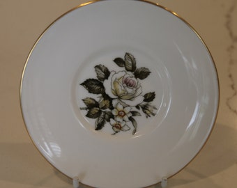 Royal Worcester 'Torquay' Rose Bone China Trinket Dish - Gold Trim