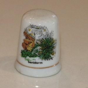 Vintage Spanish Fine Bone China Thimble - Benidorm Floral Souvenir - Sewing - Needlecraft - Collectable - Gift