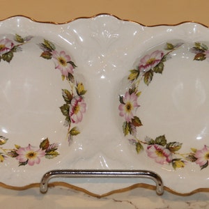 Pretty Vintage James Kent Old Foley Serving Dish -  Double Bowl - Embossed Pattern - Shabby Chic - Delicate - High Tea - Pretty Florals