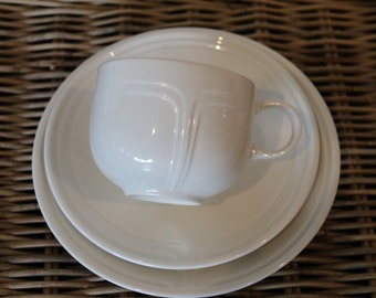 Vintage Off White &#39;Focus&#39; Trio - Teacup, Saucer and Side Plate - Made in England - Classic - Elegant Table Decor - Retro High/Afternoon Tea