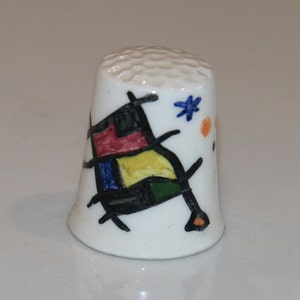 Vintage Spanish Fine Bone China Thimble - Barcelona Spain - Colourful - Holiday Souvenir - Rustic - Sewing - Needlecraft - Collectable