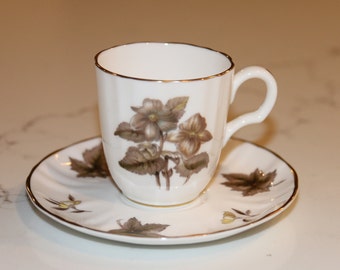 Vintage Royal Worcester Dorchester Demitasse/Coffee Cup and Saucer - Espresso - Lovely Delicate Florals - High Tea - Afternoon Tea - Gift