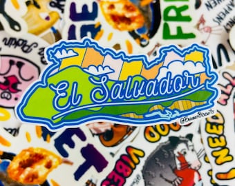 El Salvador mi país 3” sticker Latinx Latino Salvadoran salvadoreño Laptop Planner Hydroflask Water Bottle water resistant