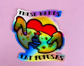 Holo Pupusa Hands 3” sticker Latinx Latino food El Salvador Salvadoran salvadoreño Laptop Planner Hydroflask Water Bottle water resistant