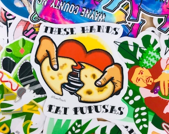 Pupusa Hands 3” sticker Latinx Latino food El Salvador Salvadoran salvadoreño Laptop Planner Hydroflask Water Bottle water resistant