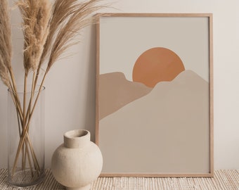 Desert Sun Imprimible Pared Arte / Arte Minimalista Moderno / Boho Nature Prints / Decoración de la habitación moderna / Paisaje abstracto / Descarga digital
