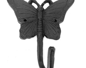 Rustic butterfly wall hook - Cast iron