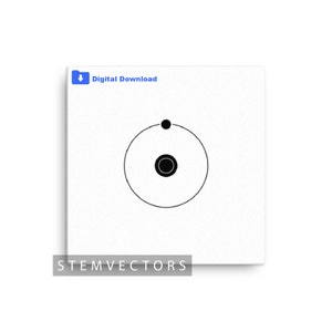 Simplistic Hydrogen Atom (Digital Download) Black and White Vector Clip art Drawing/Sketch for Cricut or Print svg, png, dxf, jpg