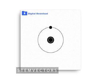 Imágenes prediseñadas de átomo de hidrógeno: dibujo vectorial en blanco y negro (descarga digital)