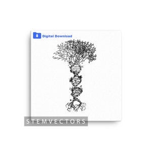 DNA Strand Tree (Digital Download) Black and White Vector Clip art Drawing/Sketch for Cricut or Print svg, png, jpg, dxf