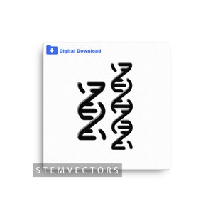 Shadow DNA Strand (Digital Download) Black and White Vector Clip art Drawing/Sketch for Cricut or Print svg, png, dxf, jpg