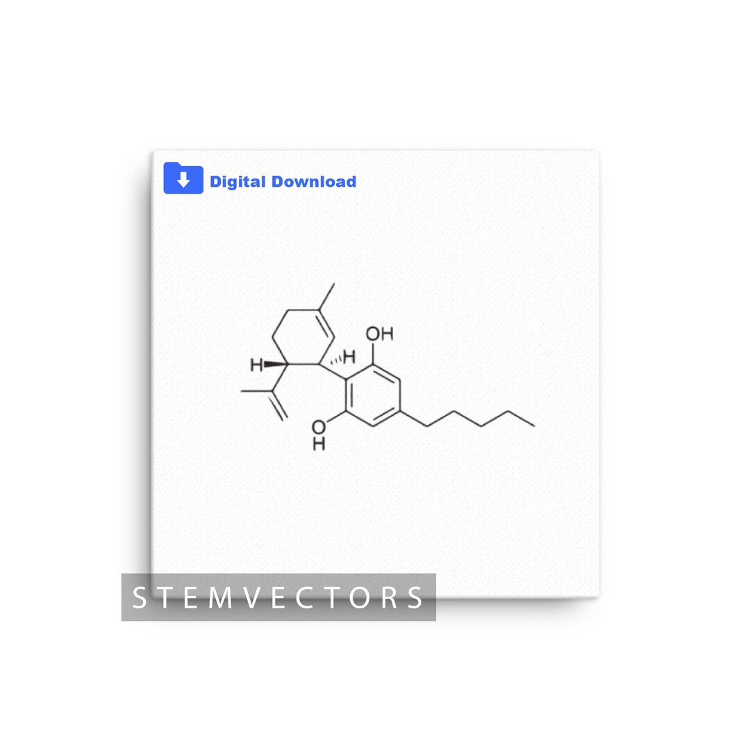 CBD Chemical Structure Clipart, Black and White Vector (digital ...