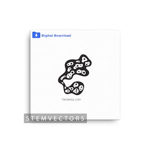 Könnte beinhalten: Weißer Leinwanddruck mit einem schwarzen abstrakten Design aus kreisförmigen Formen. Die Wörter "Digital Download" und "Vecteezy.com" sind sichtbar. Der Text "STEMVECTORS" befindet sich unten.