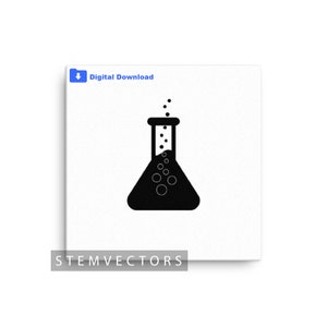 Bubbling Erlenmeyer Flask (Digital Download) Black and White Vector Clip art Drawing/Sketch for Cricut or Print svg, png, dxf, jpg